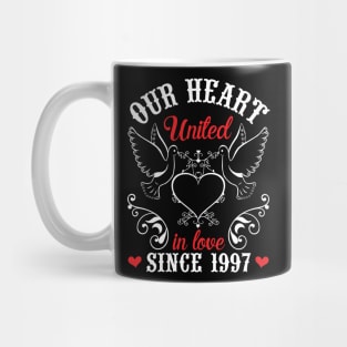 Husband Wife Our Heart United In Love Since 1997 Happy Wedding Married 23 Years Anniversary Mug